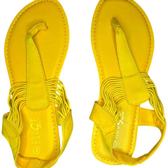 Rouge Helium Yellow Strappy Flat Thong Sandals Size 8 - Picture 1 of 7